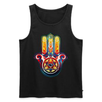 Hamsa Hand, Schutz, Glück, Symbol, Glücksbringer - Männer Premium Bio Tank Top - Schwarz - Vorne - AI Model Male 178 light (178cm)