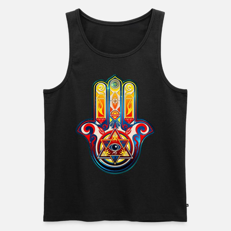 Hamsa Main,Fatima, Khamsa, symbole, oeil, pyramide - Débardeur bio Premium Homme - noir