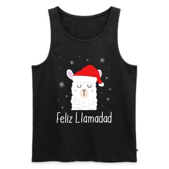 Feliz Navidad Lama Weihnachten - Männer Premium Bio Tank Top - Schwarz - Vorne - AI Model Male 178 light (178cm)