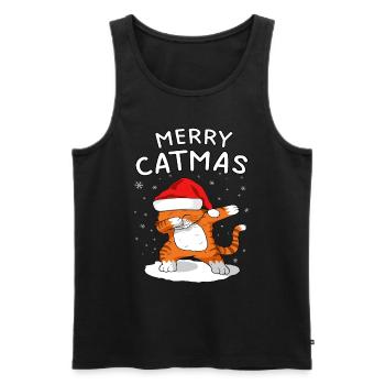 Merry Catmas Dabbing Cat - Men's Premium Organic Tank Top - black - Front - AI Model Male 178 light (178cm)