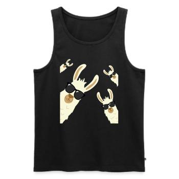 Lamas und Alpakas mit Sonnenbrille Geschenk - Männer Premium Bio Tank Top - Schwarz - Vorne - Michal (187cm)