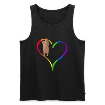 Idée de cadeau romantique gay LGBT pour la Saint-Valentin - Débardeur bio Premium Homme - noir - Devant - AI Model Male 178 light (178cm)