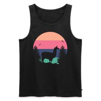 Lustiger Lama Sonnenuntergang Vintage Lama Alpaka - Männer Premium Bio Tank Top - Schwarz - Vorne - AI Model Male 178 light (178cm)