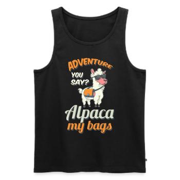 Aventure aventure voyage backpacker camping - Débardeur bio Premium Homme - noir - Devant - Michal (187cm)