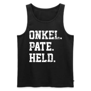 Patenonkel - Männer Premium Bio Tank Top - Schwarz - Vorne - AI Model Male 178 light (178cm)