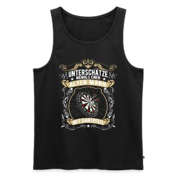 Dart Spieler Alter Mann - Männer Premium Bio Tank Top - Schwarz - Vorne - Michal (187cm)