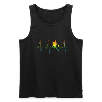 Basketballer Herzschlag Regenbogen - Männer Premium Bio Tank Top - Schwarz - Vorne - Michal (187cm)