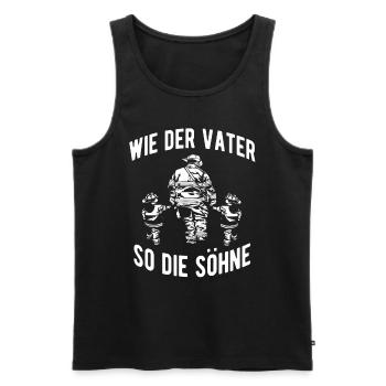 Feuerwehrmann Spruch Wie der Vater, so die Söhne - Männer Premium Bio Tank Top - Schwarz - Vorne - Michal (187cm)
