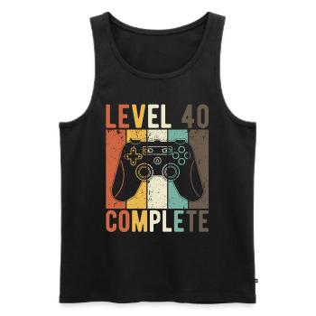 40th Birthday Retro Gamer Level 40 Complete - Men's Premium Organic Tank Top - black - Front - AI Model Male 178 light (178cm)