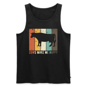 Cows Cows Make Me Happy - Men's Premium Organic Tank Top - black - Front - Michal (187cm)