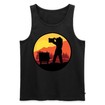 Imker Imkerei Geschenk Bienchen Honigbiene - Männer Premium Bio Tank Top - Schwarz - Vorne - Michal (187cm)