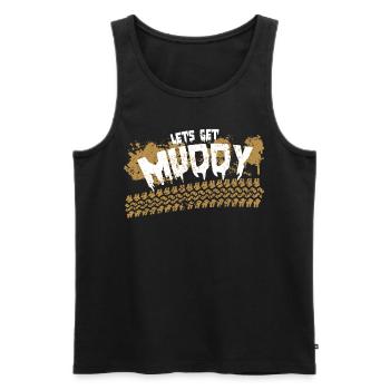Lets Get Muddy I Vintage Retro Offroad Tires - Men's Premium Organic Tank Top - black - Front - AI Model Male 178 light (178cm)