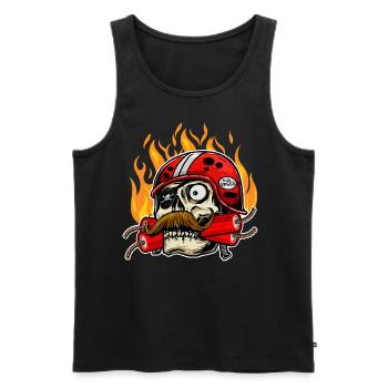 Motorsport Skull Motorcyclist - Men's Premium Organic Tank Top - black - Front - AI Model Male 178 light (178cm)
