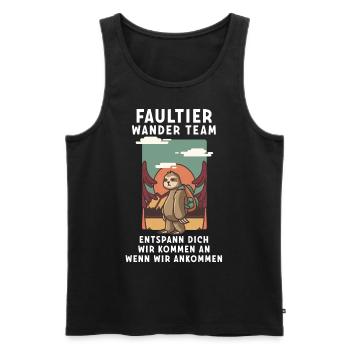 Bergsteiger Wandern Wanderer Faultier Wander Team - Männer Premium Bio Tank Top - Schwarz - Vorne - AI Model Male 178 light (178cm)