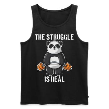 Panda Fitness Gym workout the struggle is real - Men's Premium Organic Tank Top - black - Front - AI Model Male 178 light (178cm)