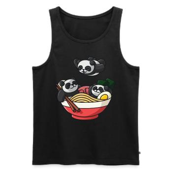 Boîte de nouilles à soupe de ramen Bol de ramen drôle Panda Pool - Débardeur bio Premium Homme - noir - Devant - AI Model Male 178 light (178cm)