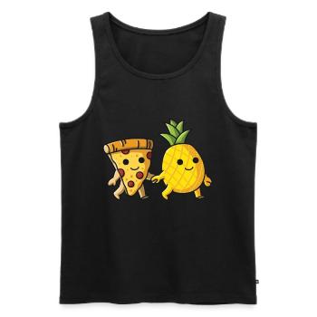 Pizza Hawaï Pizza Ananas Manger Pizza & Ananas - Débardeur bio Premium Homme - noir - Devant - AI Model Male 178 light (178cm)
