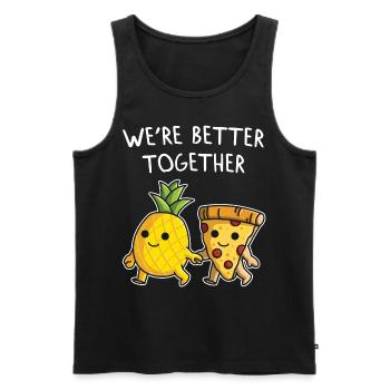 Pizza Hawaï Pizza Ananas Manger Pizza & Ananas - Débardeur bio Premium Homme - noir - Devant - AI Model Male 178 light (178cm)