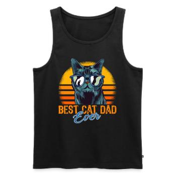 Funny Retro Cat Best Cat Dad Ever - Men's Premium Organic Tank Top - black - Front - Michal (187cm)
