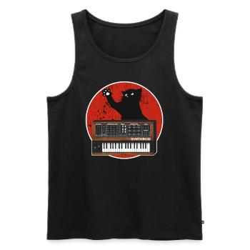 Analog Synthesizer Cat Retro Japan Synths Gift - Men's Premium Organic Tank Top - black - Front - AI Model Male 178 light (178cm)