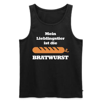 Mein Lieblingstier ist die Bratwurst - Männer Premium Bio Tank Top - Schwarz - Vorne - AI Model Male 178 light (178cm)