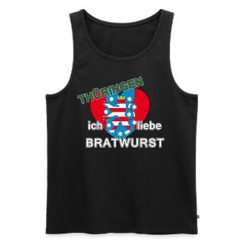 Thüringen - ich liebe Bratwurst - Männer Premium Bio Tank Top - Schwarz - Vorne - AI Model Male 178 light (178cm)