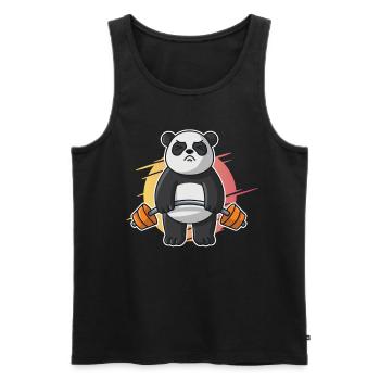 Panda Fitness Gym workout Workout Herren - Männer Premium Bio Tank Top - Schwarz - Vorne - Michal (187cm)