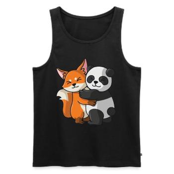 Fuchs mit Panda Liebe süßes niedliche Tiere - Männer Premium Bio Tank Top - Schwarz - Vorne - AI Model Male 178 light (178cm)