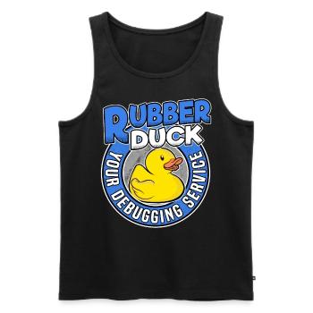 Funny Rubber Duck Debugging Service Coder Gift - Men's Premium Organic Tank Top - black - Front - AI Model Male 178 light (178cm)