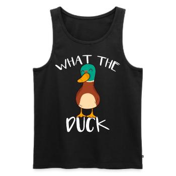 What The Duck - Lustiger Spruch - Witzige Ente - Männer Premium Bio Tank Top - Schwarz - Vorne - Michal (187cm)