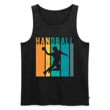 Handball Handballspieler Handballer - Retro - Männer Premium Bio Tank Top - Schwarz - Vorne - Michal (187cm)