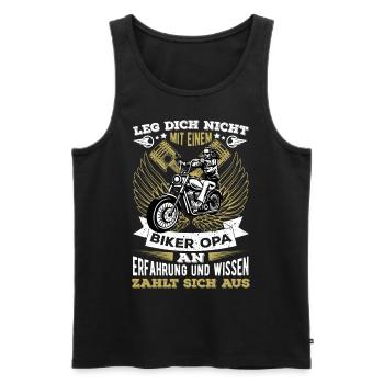 Biker Opa | Biker Geschenk für Motorradfahrer - Männer Premium Bio Tank Top - Schwarz - Vorne - Michal (187cm)