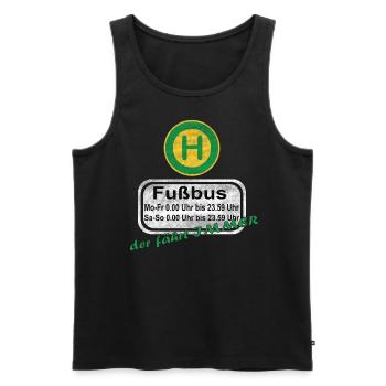 Fußbus- Der fährt immer - Spruch - Männer Premium Bio Tank Top - Schwarz - Vorne - AI Model Male 178 light (178cm)