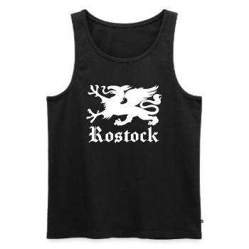 Hanseatic City of Rostock Greif Coat of Arms - Men's Premium Organic Tank Top - black - Front - AI Model Male 178 light (178cm)