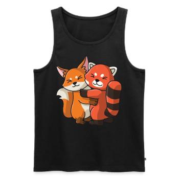 Fuchs mit roter Panda Liebe süßes niedliche Tiere - Männer Premium Bio Tank Top - Schwarz - Vorne - AI Model Male 178 light (178cm)