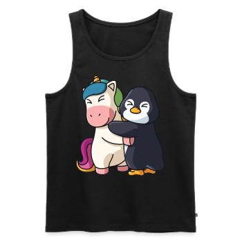 Einhorn und Pinguin Liebe süßes niedliche Tiere - Männer Premium Bio Tank Top - Schwarz - Vorne - AI Model Male 178 light (178cm)
