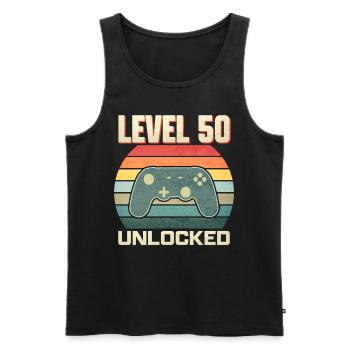 Niveau 50 Unlocked 1971 Anniversaire Gamer Vintage - Débardeur bio Premium Homme - noir - Devant - AI Model Male 178 light (178cm)