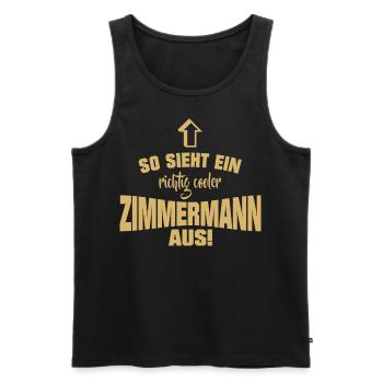 ZIMMERER Handwerk - Männer Premium Bio Tank Top - Schwarz - Vorne - Michal (187cm)