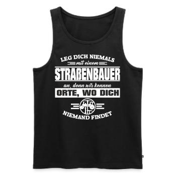 Straßenbauer wir kennen Orte... - Männer Premium Bio Tank Top - Schwarz - Vorne - AI Model Male 178 light (178cm)