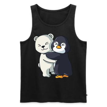 Polar bear and Penguin cute Hug Cuddle Animals - Men's Premium Organic Tank Top - black - Front - Michal (187cm)