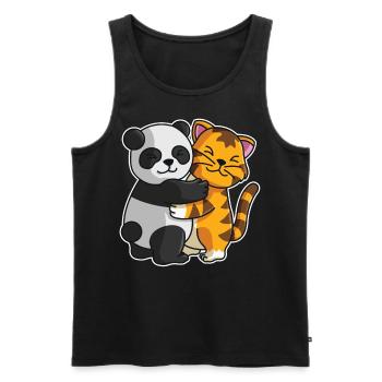 Panda Kätzchen Liebe Knuddel Umarmung Freunde Paar - Männer Premium Bio Tank Top - Schwarz - Vorne - Michal (187cm)