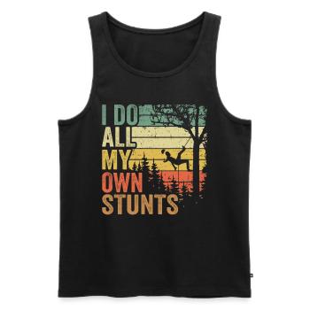 I Do All My Own Stunts Funny Arborist Gift Tree - Men's Premium Organic Tank Top - black - Front - AI Model Male 178 light (178cm)