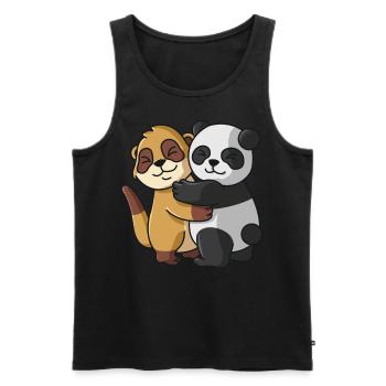 Erdmännchen mit Panda Liebe süßes niedliche Tiere - Männer Premium Bio Tank Top - Schwarz - Vorne - AI Model Male 178 light (178cm)