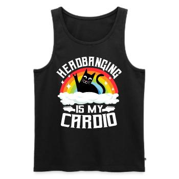 Headbanging Is My Cardio Cat Rainbow Heavy Metal - Men's Premium Organic Tank Top - black - Front - Michal (187cm)