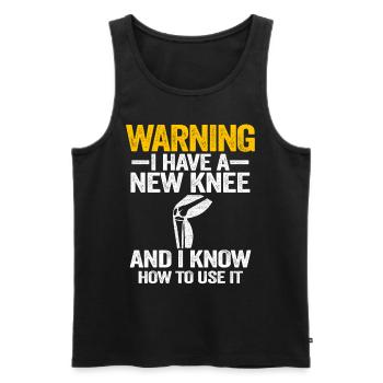 Meniskus Knie OP Operation Geschenk Genesung Knie - Männer Premium Bio Tank Top - Schwarz - Vorne - AI Model Male 178 light (178cm)