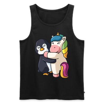 Pinguin und Einhorn niedliche Tiere knuddeln - Männer Premium Bio Tank Top - Schwarz - Vorne - Michal (187cm)