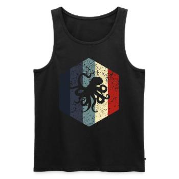 Krake Oktopus Silhouette Kraken Outfit Herren und - Männer Premium Bio Tank Top - Schwarz - Vorne - Michal (187cm)