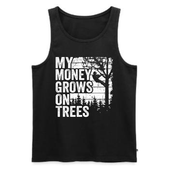 Funny Arborist Tree Care My Money Grows On Trees - Men's Premium Organic Tank Top - black - Front - AI Model Male 178 light (178cm)
