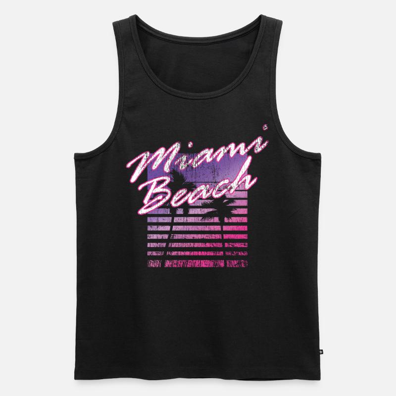 Miami Beach Retro 80s - Männer Premium Bio Tank Top - Schwarz