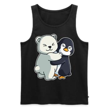 Eisbär und Pinguin niedliche Tiere knuddeln - Männer Premium Bio Tank Top - Schwarz - Vorne - Michal (187cm)
